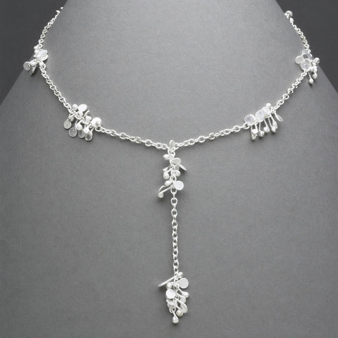 Accent lariat Necklace, satin silver by Fiona DeMarco