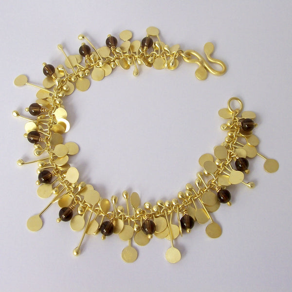 Blossom & Bloom Precious Bracelet with smoky quartz, 18ct yellow gold satin by Fiona DeMarco