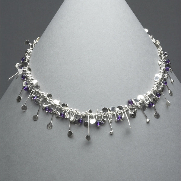 Blossom & Bloom Necklace with amethyst, polished silver by Fiona DeMarco