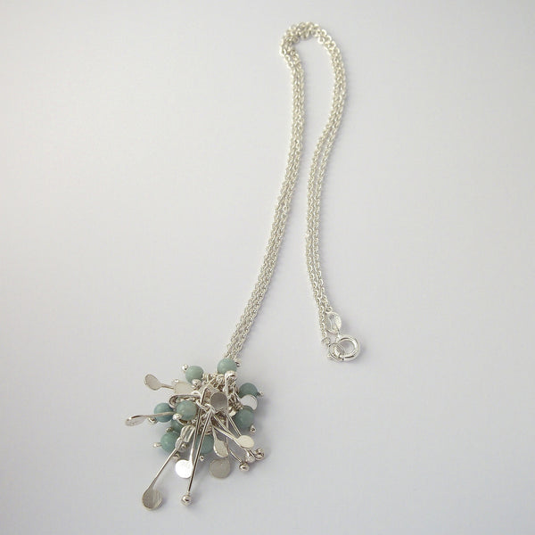 Blossom & Bloom Pendant with amazonite, polished silver by Fiona DeMarco