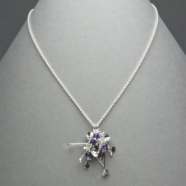 Blossom & Bloom Pendant with amethyst, polished silver by Fiona DeMarco