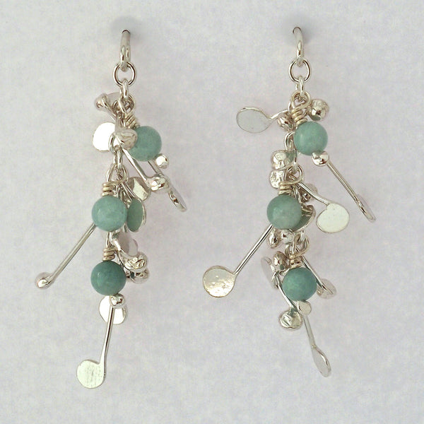 Blossom & Bloom stud Earrings with amazonite, polished silver by Fiona DeMarco