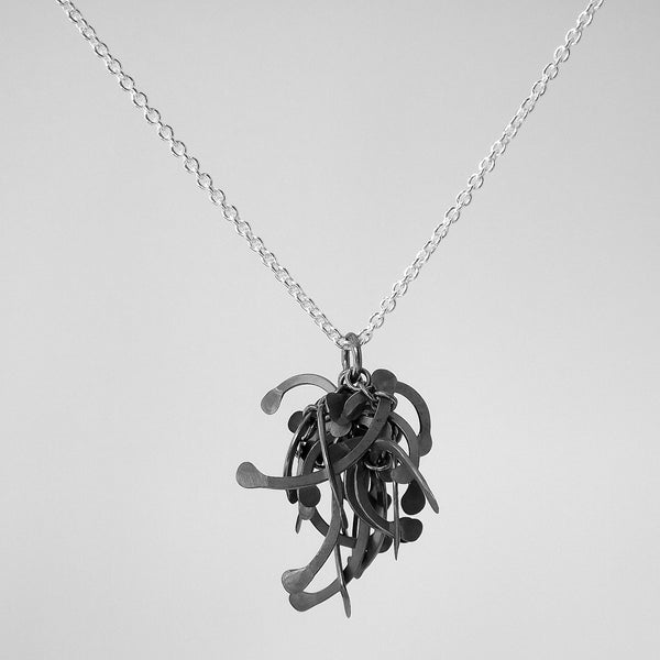Contour Cluster Pendant, oxidised silver by Fiona DeMarco