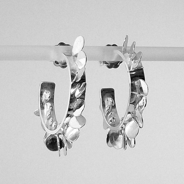 Icon wide hoop stud Earrings, polished silver by Fiona DeMarco