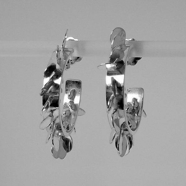 Icon wide hoop stud Earrings, polished silver by Fiona DeMarco