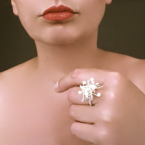 Signature Cluster Ring, satin silver by Fiona DeMarco