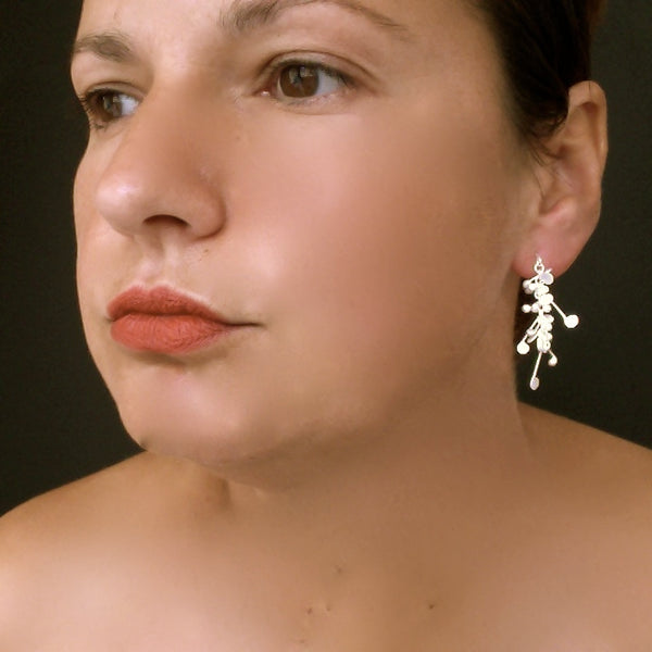 Blossom stud Earrings, satin silver by Fiona DeMarco