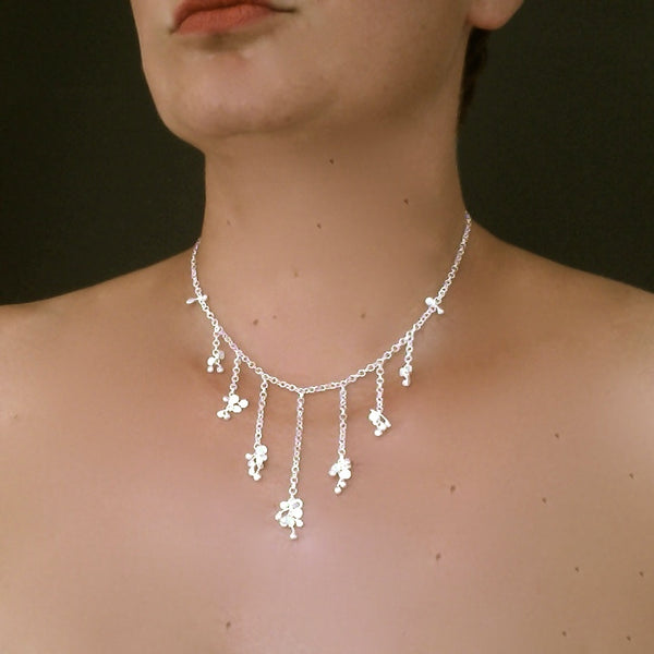 Accent semi graduated Necklace, satin silver by Fiona DeMarco