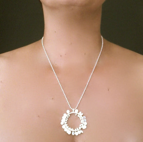 Icon wide Pendant, satin silver by Fiona DeMarco