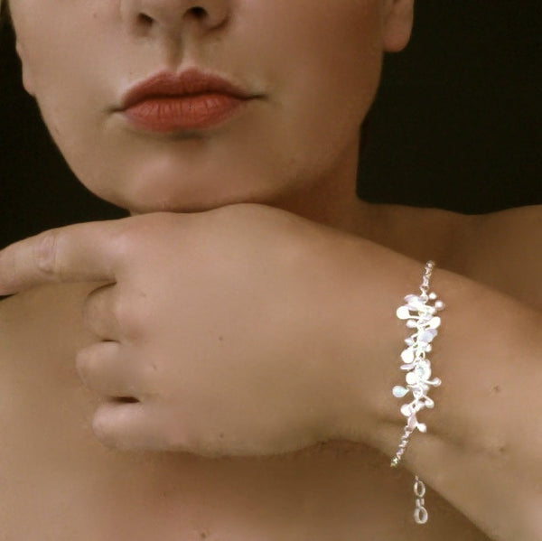 Harmony semi Bracelet, satin silver by Fiona DeMarco