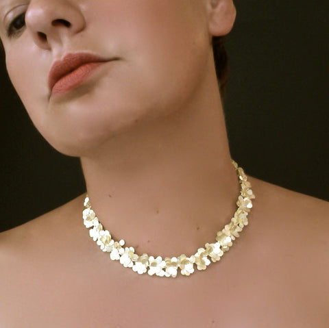 Symphony Precious Necklace, 18ct yellow gold satin by Fiona DeMarco