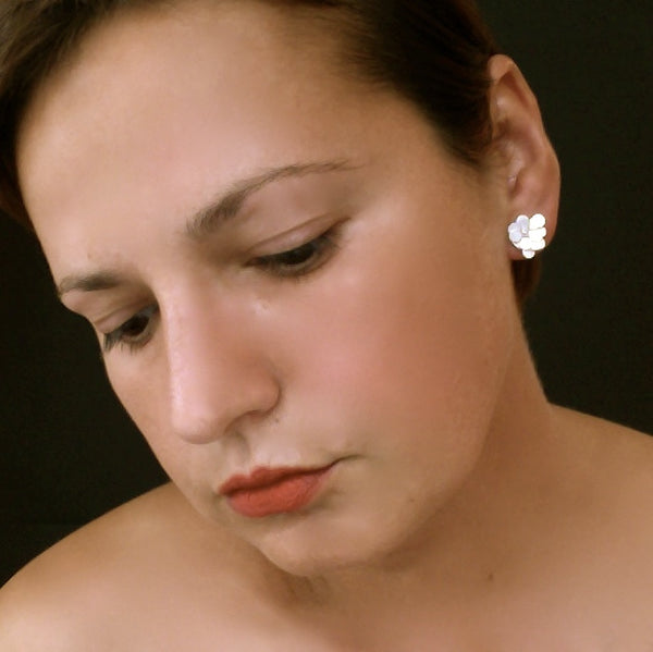 Symphony stud Earrings, satin silver by Fiona DeMarco