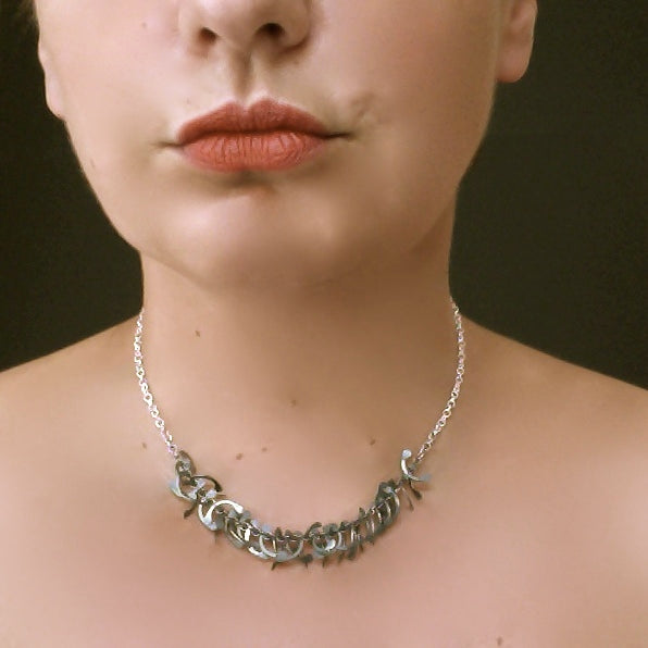 Contour semi Necklace, oxidised silver by Fiona DeMarco