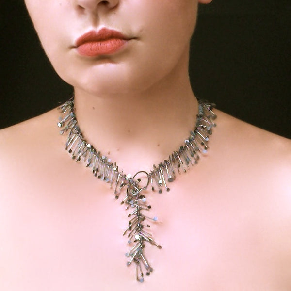 Signature lariat Necklace, oxidised silver by Fiona DeMarco