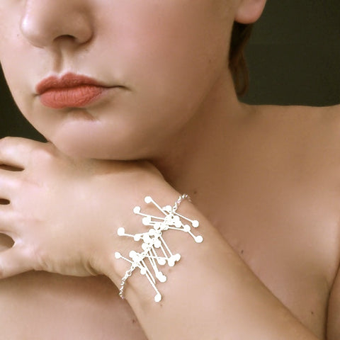 Signature semi Bracelet, satin silver by Fiona DeMarco