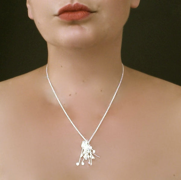 Signature Cluster Pendant, satin silver by Fiona DeMarco