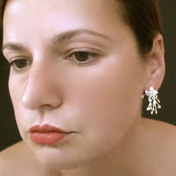 Signature Cluster stud Earrings, satin silver by Fiona DeMarco