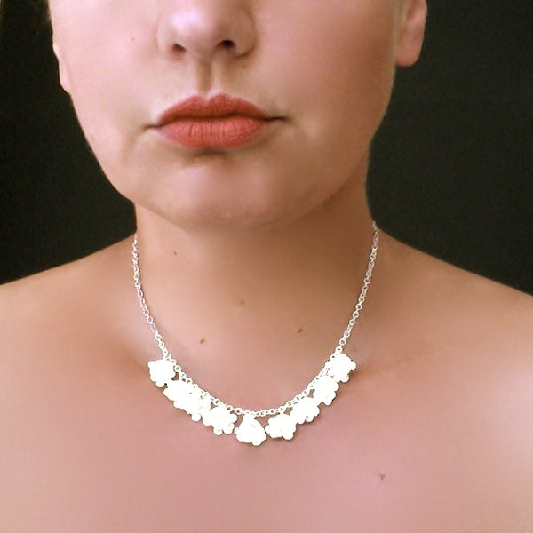 Symphony semi Necklace, satin silver by Fiona DeMarco