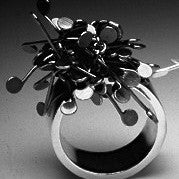 Signature Cluster wide Ring, oxidised silver by Fiona DeMarco