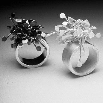 Signature Cluster wide Rings, oxidised and satin silver by Fiona DeMarco
