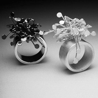 Signature Cluster wide Rings, oxidised and satin silver by Fiona DeMarco