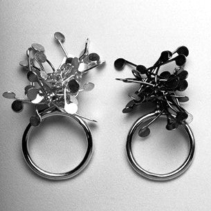Signature Cluster Rings, polished and oxidised silver by Fiona DeMarco 
