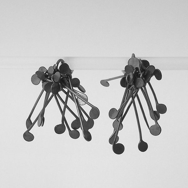 Signature Cluster stud Earrings, oxidised silver by Fiona DeMarco