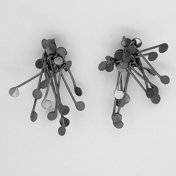 Signature Cluster stud Earrings, oxidised silver by Fiona DeMarco