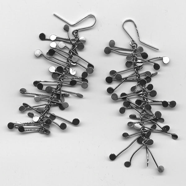 Signature dangling Earrings, oxidised silver by Fiona DeMarco