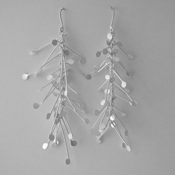 Signature dangling Earrings, satin silver by Fiona DeMarco