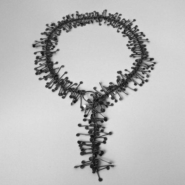 Signature lariat Necklace, oxidised silver by Fiona DeMarco