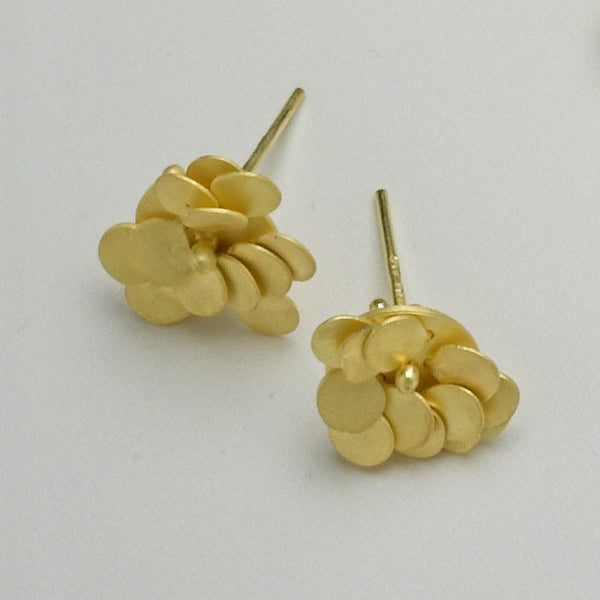 Symphony Precious stud Earrings, 18ct yellow gold satin by Fiona DeMarco