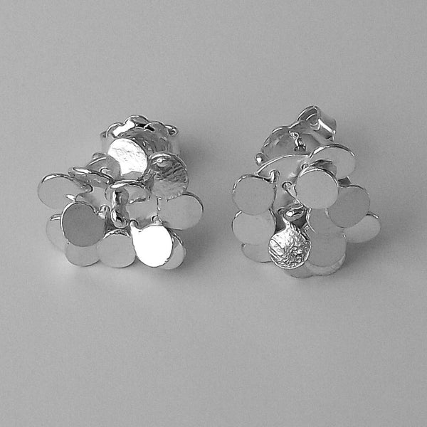 Symphony stud Earrings, polished silver by Fiona DeMarco