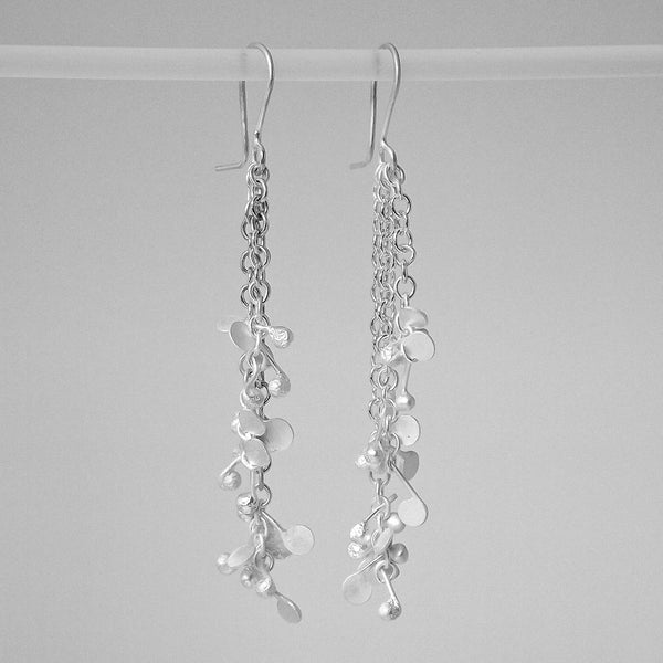 Accent dangling Earrings, satin silver by Fiona DeMarco
