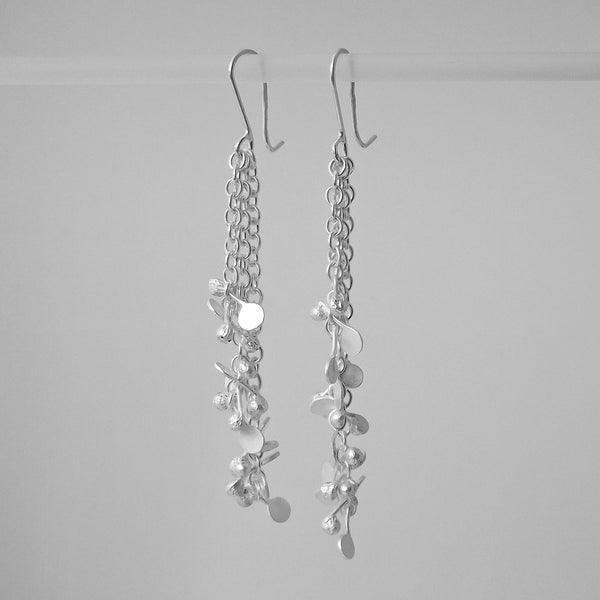 Accent dangling Earrings, satin silver by Fiona DeMarco