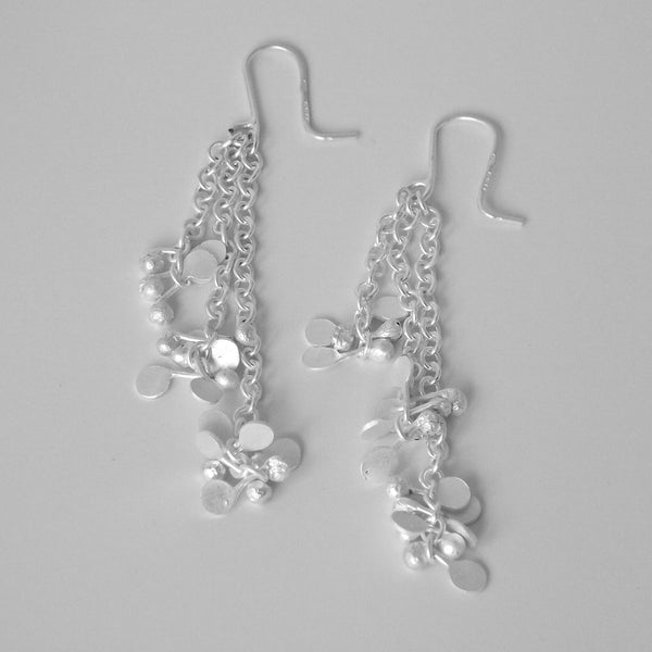 Accent dangling Earrings, satin silver by Fiona DeMarco