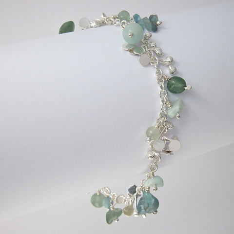 Adorn Bracelet with amazonite, apatite and aventurine, polished silver by Fiona DeMarco