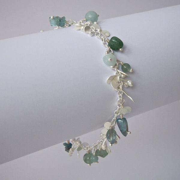 Adorn Bracelet with amazonite, apatite and aventurine, satin silver by Fiona DeMarco