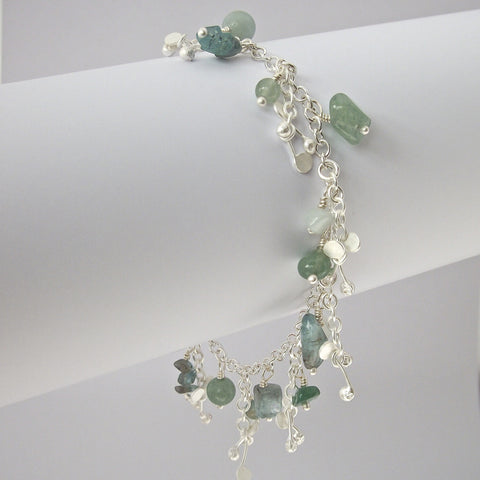 Adorn charm Bracelet with amazonite, apatite and aventurine, satin silver by Fiona DeMarco