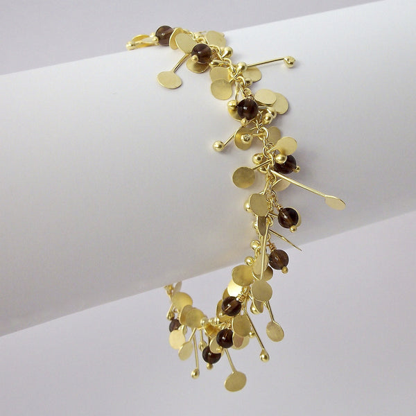 Blossom & Bloom Precious Bracelet with smoky quartz, 18ct yellow gold satin by Fiona DeMarco