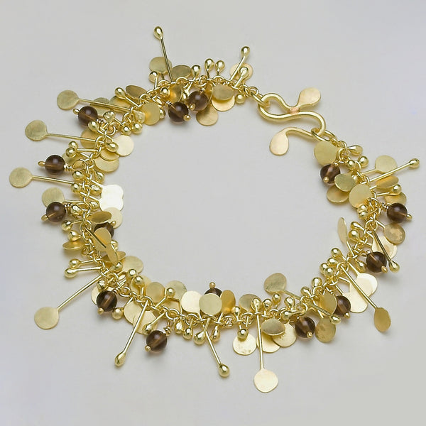 Blossom & Bloom Precious Bracelet with smoky quartz, 18ct yellow gold satin by Fiona DeMarco