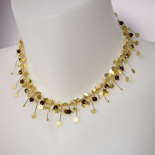 Blossom & Bloom Precious Necklace with smoky quartz, 18ct yellow gold satin by Fiona DeMarco