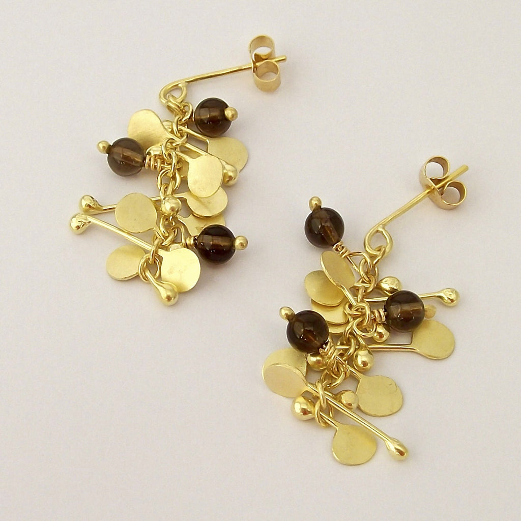 Smoky quartz earrings yellow gold on sale