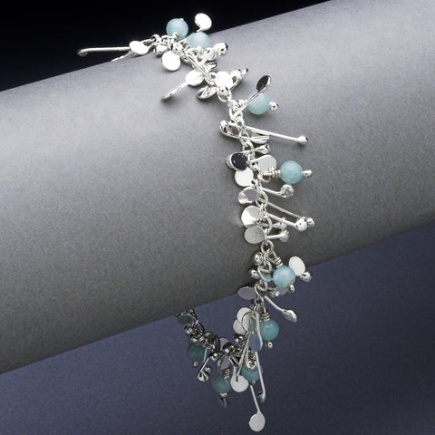 Blossom & Bloom Bracelet with amazonite, polished silver by Fiona DeMarco