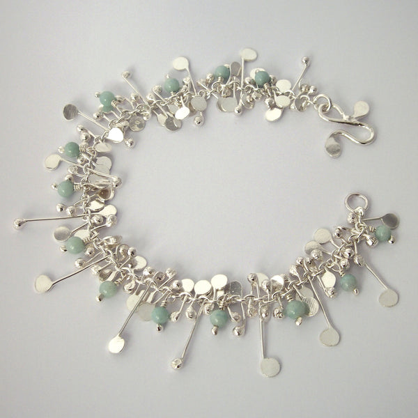 Blossom & Bloom Bracelet with amazonite, polished silver by Fiona DeMarco