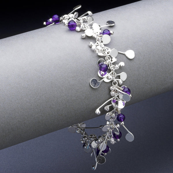 Blossom & Bloom Bracelet with amethyst, polished silver by Fiona DeMarco