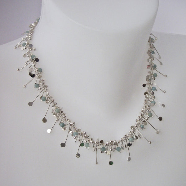 Blossom & Bloom Necklace with amazonite, polished silver by Fiona DeMarco