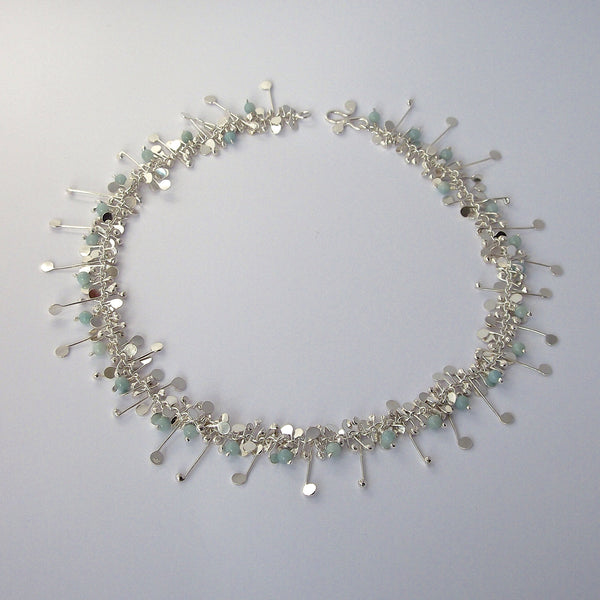 Blossom & Bloom Necklace with amazonite, polished silver by Fiona DeMarco