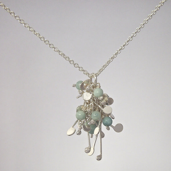 Blossom & Bloom Pendant with amazonite, polished silver by Fiona DeMarco