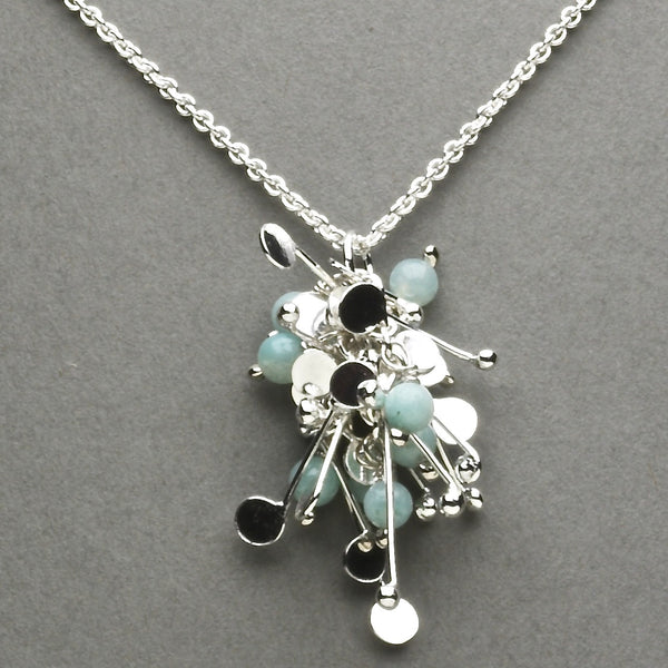 Blossom & Bloom Pendant with amazonite, polished silver by Fiona DeMarco